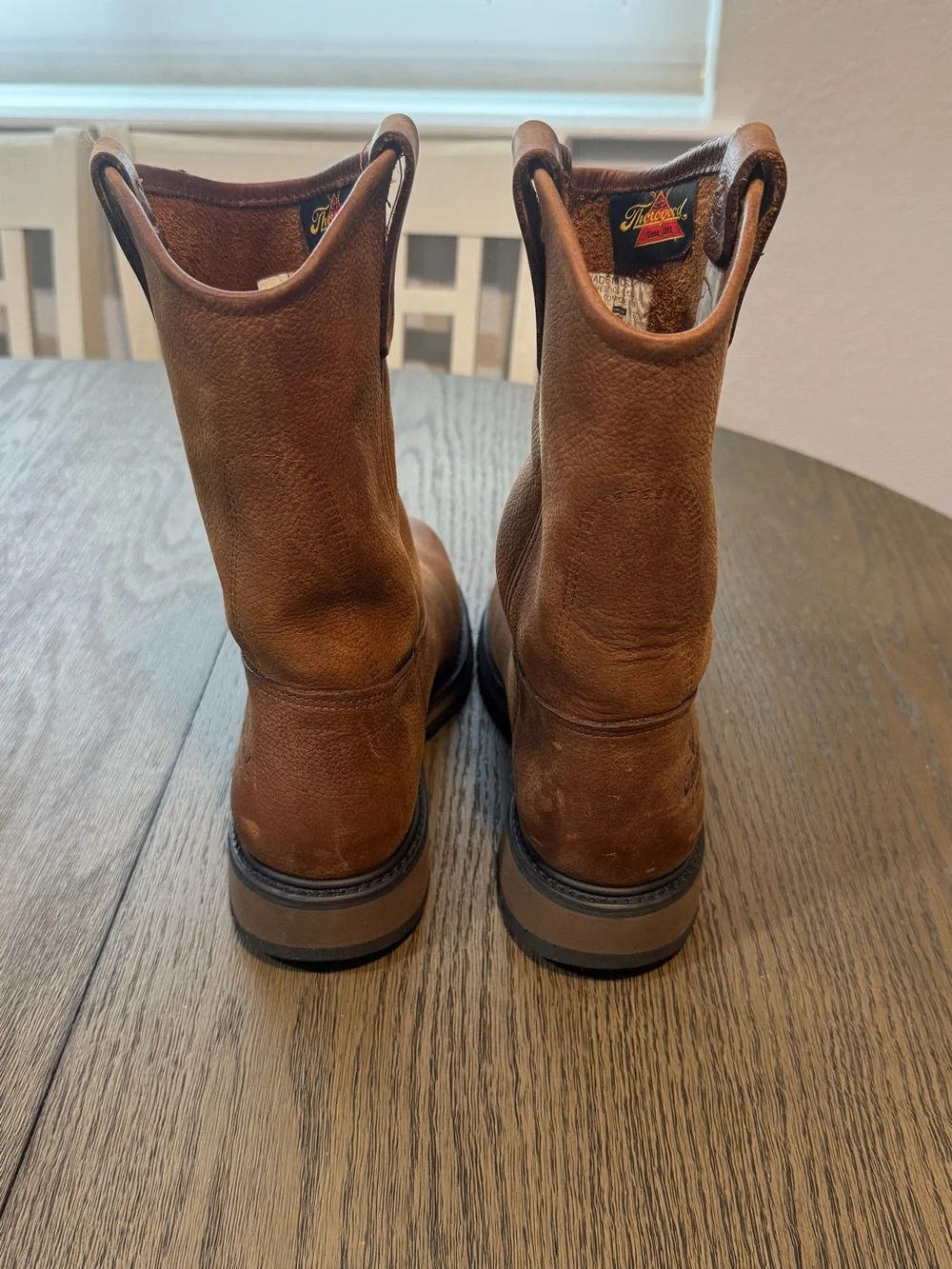 Men's Brown Genuine Leather Pull-On Steel-toes Work Boots